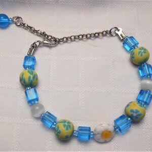No. 480- Handmade bracelet with polymer clay beads and cubes